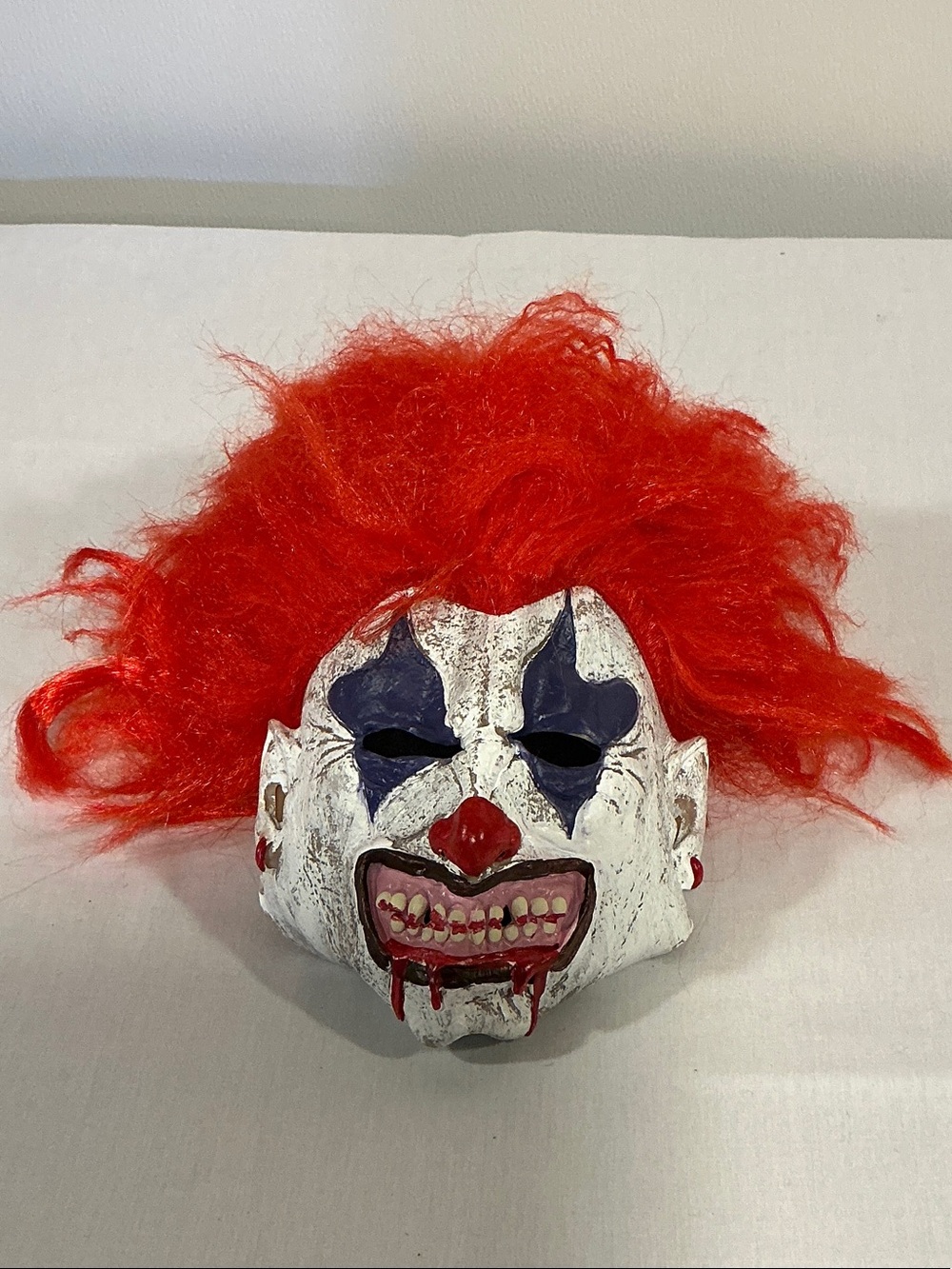 Spirit Red Hair Scary Clown Mask with White Face and Purple Makeup